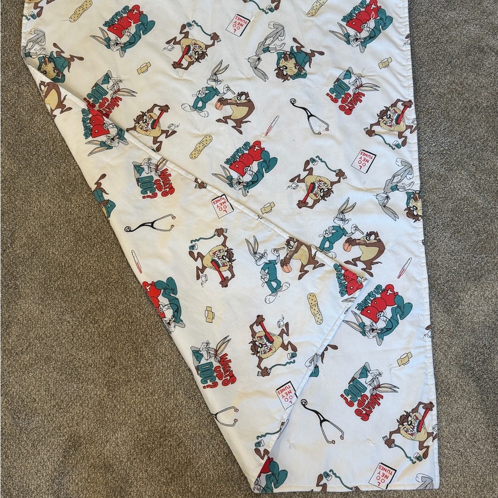 Vintage Looney Tunes Crib Blanket Bugs Bunny Taz Nursery - Picture 3 of 4
